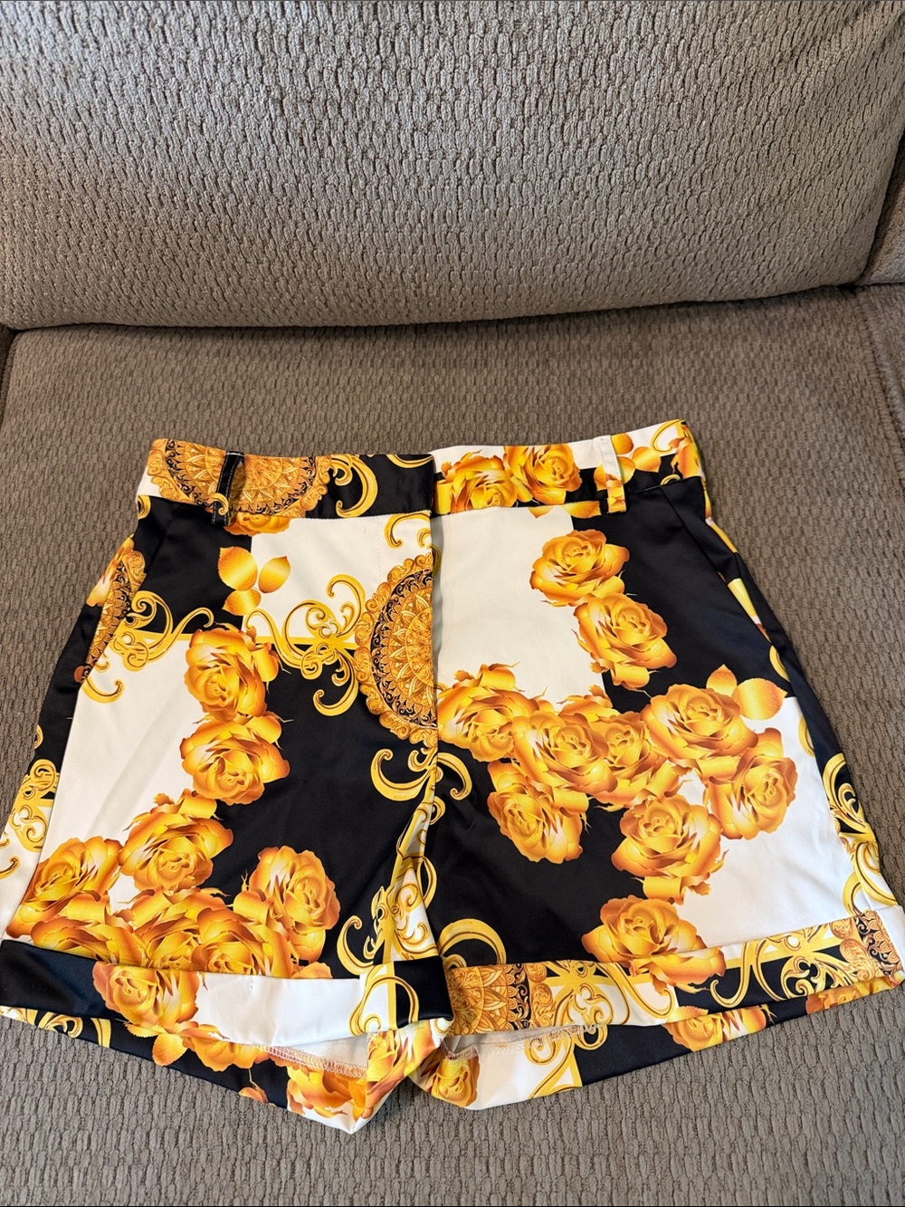 Ovi Yellow Floral Baroque Skort on Black & White Panels